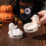 Personalized Cute Little Ghost Ceramic Candle Holder with Name Home Decor Best Halloween Gift for Family Friend