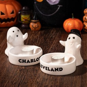 Henkilökohtainen söpö pikku aave Keraaminen kynttilänpidin nimellä Home Decor Paras Halloween lahja perheen ystävälle