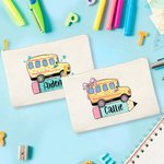 Pochette à crayons personnalisée Coquette Bow Star School Bus Design avec nom Back to School Birthday Gift for Kids