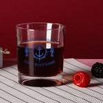 Personalized Unique Boat Anchor Design 10oz Whisky Glasses and Slate Coaster Set with Text Birthday Father's Day Gift for Grandpa Dad Whisky Lovers