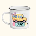 Personalized Cute School Bus 11oz Enamel Mug with Name Back to School Birthday Gift for Boys Girls