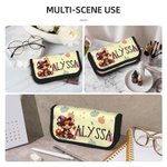 Trousse à Crayons Personnalisée avec Nom Motif Sorcière Vache Highland Cadeau Halloween Rentrée Scolaire pour Enfant Adolescent