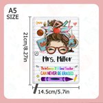 Cartone animato personalizzato Apple Teach Love Inspire 100 pagine A5 Quaderno foderato in pelle con nome Regalo di apprezzamento per l'insegnante per