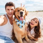 Personalised Palm Flower Fruit Hawaiian Style Adjustable Dog Bandana with Photo Beach Birthday Party Costume Gift for Pet Lovers