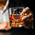 Personalized Boat Anchor Pattern Design 10oz Whisky Glasses and Slate Coaster Set with Text Birthday Father's Day Gift for Grandpa Dad Whisky Lovers