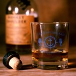 Personalized Unique Boat Anchor Design 10oz Whisky Glasses and Slate Coaster Set with Text Birthday Father's Day Gift for Grandpa Dad Whisky Lovers
