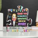 Personalized Cartoon Pencil Acrylic Puzzle Plaque with Name Desk Decor Appreciation Teacher’s Day Gift for Teacher