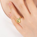 Personalized Engraved Bow Birth Flower Bouquet Sterling Silver Ring with Double Birthstones Birthday Mother's Day Gift for Women