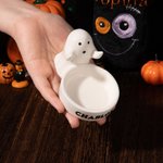 Personalized Cute Little Ghost Ceramic Candle Holder with Name Home Decor Best Halloween Gift for Family Friend