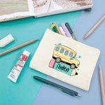 Pochette à crayons personnalisée Coquette Bow Star School Bus Design avec nom Back to School Birthday Gift for Kids