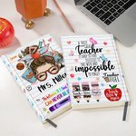 Cartone animato personalizzato Apple Teach Love Inspire 100 pagine A5 Quaderno foderato in pelle con nome Regalo di apprezzamento per l'insegnante per