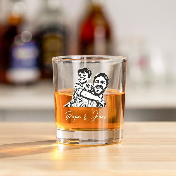 Personalisiertes Whiskyglas mit Familienfoto für Vater Ehemann Freunde zum Geburtstag Vatertag Weihnachten