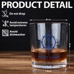 Personalized Boat Anchor Pattern Design 10oz Whisky Glasses and Slate Coaster Set with Text Birthday Father's Day Gift for Grandpa Dad Whisky Lovers