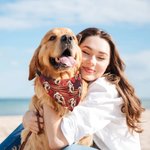 Personalised Palm Flower Fruit Hawaiian Style Adjustable Dog Bandana with Photo Beach Birthday Party Costume Gift for Pet Lovers