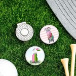 Personlig randig akvarell golfklubbor tema bollmarkör magnetisk hattklämma med namn sporttillbehör gåva för kvinnor golfälskare