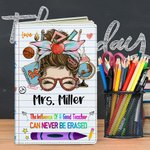 Cartone animato personalizzato Apple Teach Love Inspire 100 pagine A5 Quaderno foderato in pelle con nome Regalo di apprezzamento per l'insegnante per