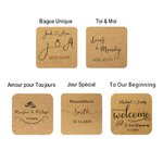 Dessous de Verre en Liège Personnalisé avec Noms Initiales et Date Lot de 10 Sous-Verres Réutilisables Cadeau Mariage Bridal Shower pour Jeunes Mariés