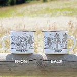 Personalized Newlywed Simple Line Drawing 12oz Camping Enamel Mug with Names and Date Wedding Engagement Anniversary Gift for Couple