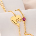 Collier Personnalisé avec 1-4 Pierres de Naissance et Nom Cadeau Commémoratif pour Chiens Chats Animaux de Compagnie