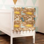 Personalized Cartoon Dinosaur Themed Warm Soft Throw Blanket with Name Birthday Baby Shower Gift for Boys Baby