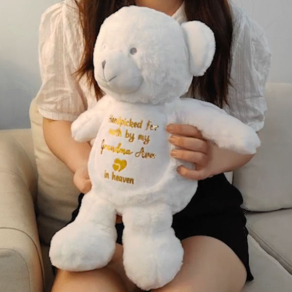 Personalised Handpicked for Earth By My Loved One Teddy Bear Plush Toy with Glitter Text  Angel Wings Pregnancy Keepsake Memorial Gift for Baby Kids