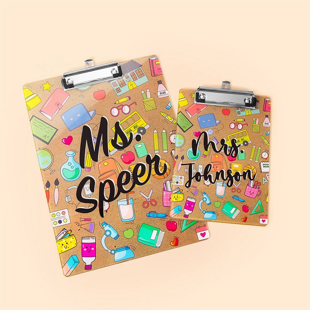 Porte-blocs en acrylique avec nom pour la rentrée scolaire Cadeau pour le jour de l'enseignant