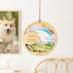 Personalisierte Regenbogenbrücke Hund Katze Design hölzerne gravierte hängende Ornament mit Namen und Jahr Weihnachten Gedenken Haustier Verlust Gesch
