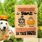 Personalisierte Es gibt einige Schrecken in diesem Haus Halloween Haustier Gartenfahne mit 1-7 Hund Katze Porträt und Namen Hof Dekor Halloween Gesche