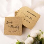 Dessous de Verre en Liège Personnalisé avec Noms Initiales et Date Lot de 10 Sous-Verres Réutilisables Cadeau Mariage Bridal Shower pour Jeunes Mariés