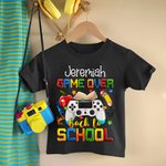 Henkilökohtainen monivärinen Game Over Takaisin kouluun 100% puuvilla Kid T-paita nimellä School Season Lahja tytöille pojat