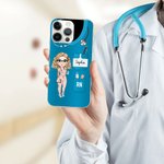 Personalized Multicolor Female Nurse Cartoon Character TPU Phone Case for iPhone with Name and Job Title Birthday Nurse Week Gift for Medical Staff