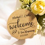 Dessous de Verre en Liège Personnalisé avec Noms Initiales et Date Lot de 10 Sous-Verres Réutilisables Cadeau Mariage Bridal Shower pour Jeunes Mariés