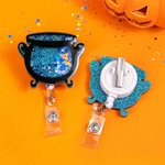 Henkilökohtainen Shaker Glitter Witch Cauldron Badge Reel ID haltija tekstillä Badge Buddy Nurse Week Halloween lahja lääketieteelliselle henkilökunna