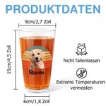 Personalisierter Haustierfoto und -name Bierbecher mit Retro-Sonnenuntergang-Hintergrund 470ml Bierglas Geburtstag Geschenk für Tierliebhaber