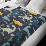 Personalized Cartoon Dinosaur Themed Warm Soft Throw Blanket with Name Birthday Baby Shower Gift for Boys Baby