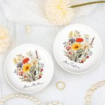Personalized Wildflower Floral Ceramic Ring Dish Jewelry Tray with Name Wedding Engagement Bridal Shower Gift for Women