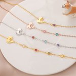 Collier Personnalisé avec 1-4 Pierres de Naissance et Nom Cadeau Commémoratif pour Chiens Chats Animaux de Compagnie