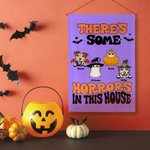 Personalisierte Es gibt einige Schrecken in diesem Haus Halloween Haustier Gartenfahne mit 1-7 Hund Katze Porträt und Namen Hof Dekor Halloween Gesche