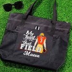 Personalized That's My Boy Cartoon Large Zippered Tote Bag with Name and Number Game Day Birthday Gift for Football Mom Lovers