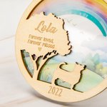 Personalisierte Regenbogenbrücke Hund Katze Design hölzerne gravierte hängende Ornament mit Namen und Jahr Weihnachten Gedenken Haustier Verlust Gesch