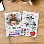 Cartone animato personalizzato Apple Teach Love Inspire 100 pagine A5 Quaderno foderato in pelle con nome Regalo di apprezzamento per l'insegnante per