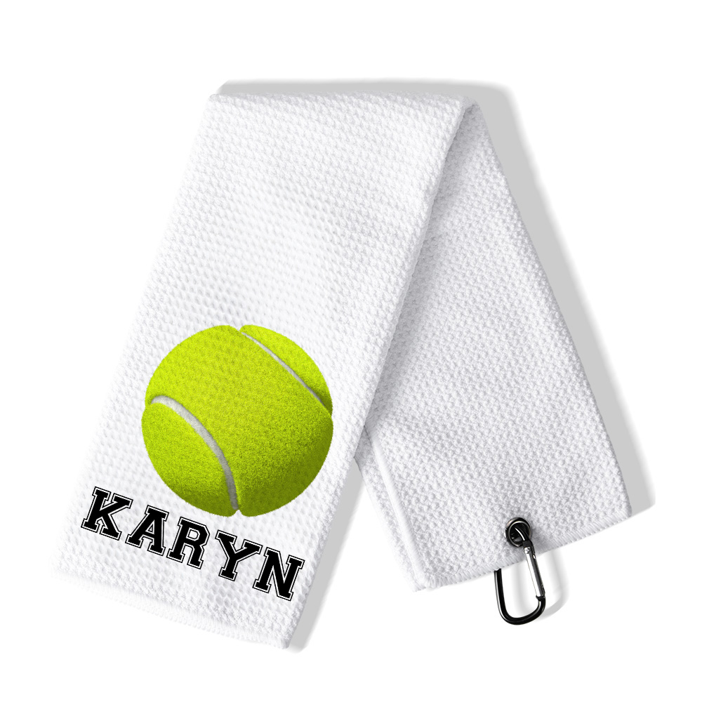 Gepersonaliseerde 100% Katoenen Baseball Voetbal Naam Wafel Handdoek met Opknoping Clip Verjaardagscadeau voor Sportliefhebber