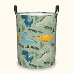 Personalized Cute Dinosaur Waterproof Laundry Storage Basket with Name Large Capacity Organizer for Toys Books Birthday Gift for Kids