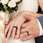 Personalised Orion Nebula Galaxy Constellation Ring Set of 2 with Engraved Text Engagement Wedding Valentine's Day Anniversary Gift for Couple