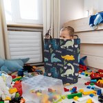 Personalized Cute Dinosaur Waterproof Laundry Storage Basket with Name Large Capacity Organizer for Toys Books Birthday Gift for Kids