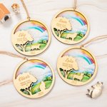 Personalisierte Regenbogenbrücke Hund Katze Design hölzerne gravierte hängende Ornament mit Namen und Jahr Weihnachten Gedenken Haustier Verlust Gesch