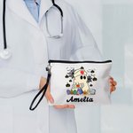 Personalizado Lindo Fantasma Enfermera Vendaje Calabaza Garabato Letra Lino Bolsa de Maquillaje con Nombre Divertido Halloween Regalo para Enfermera