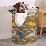 Personalized Cute Dinosaur Waterproof Laundry Storage Basket with Name Large Capacity Organizer for Toys Books Birthday Gift for Kids