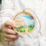 Personalisierte Regenbogenbrücke Hund Katze Design hölzerne gravierte hängende Ornament mit Namen und Jahr Weihnachten Gedenken Haustier Verlust Gesch