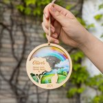 Personalisierte Regenbogenbrücke Hund Katze Design hölzerne gravierte hängende Ornament mit Namen und Jahr Weihnachten Gedenken Haustier Verlust Gesch